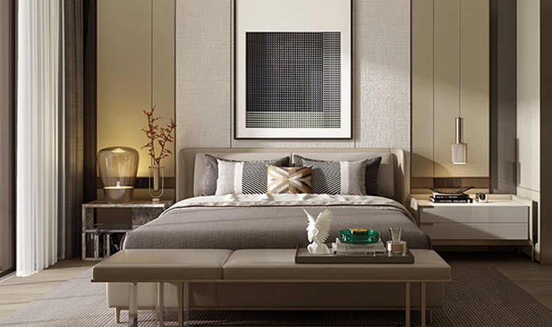 modern bedroom in neutral tones