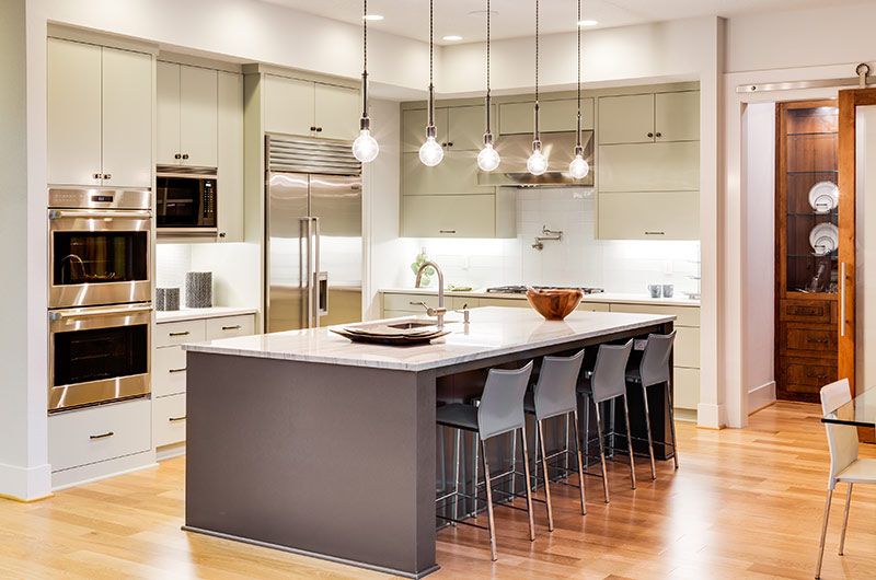 Kitchen with a kitchen island