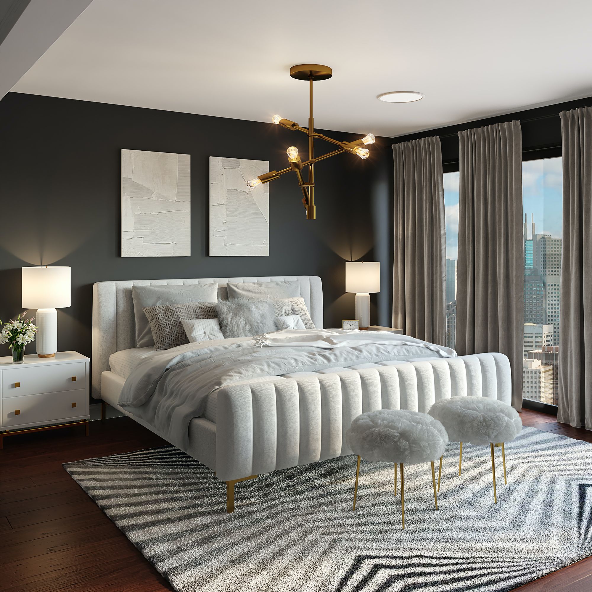 Luxury bedroom with modern decor